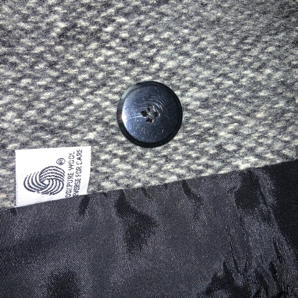 Herman Kay Petite Wool Coat Double Breasted Pea Coat Grey Sz MP vintage - Picture 9 of 9